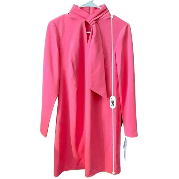 calvin klein pink dress long sleeve Calvin Klein 12 V-Neck Long Sleeve Midi Dress